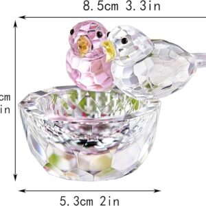 HDCRYSTALGIFTS 3.3'' Crystal Bird Figurine Collectible Art Glass Animal Figurines Table Home Decor Paperweight Valentine’s Day for Women