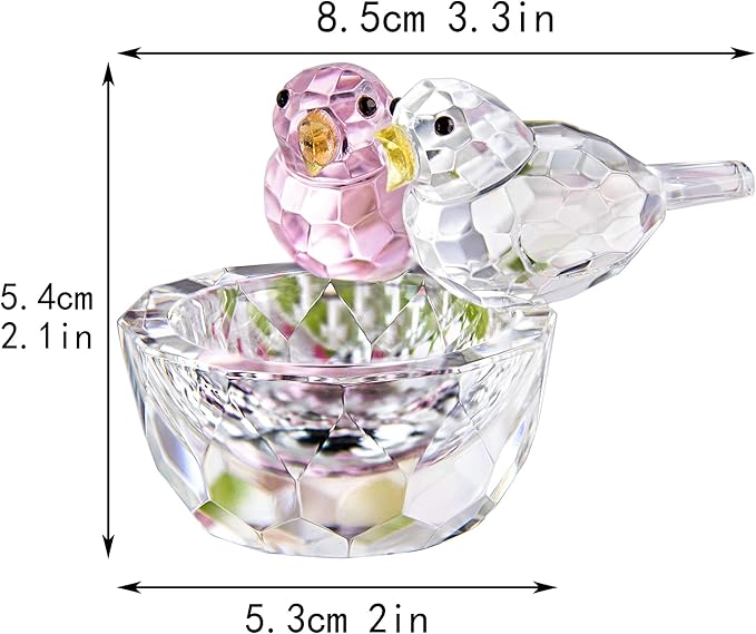HDCRYSTALGIFTS 3.3'' Crystal Bird Figurine Collectible Art Glass Animal Figurines Table Home Decor Paperweight Valentine’s Day for Women - Image 3