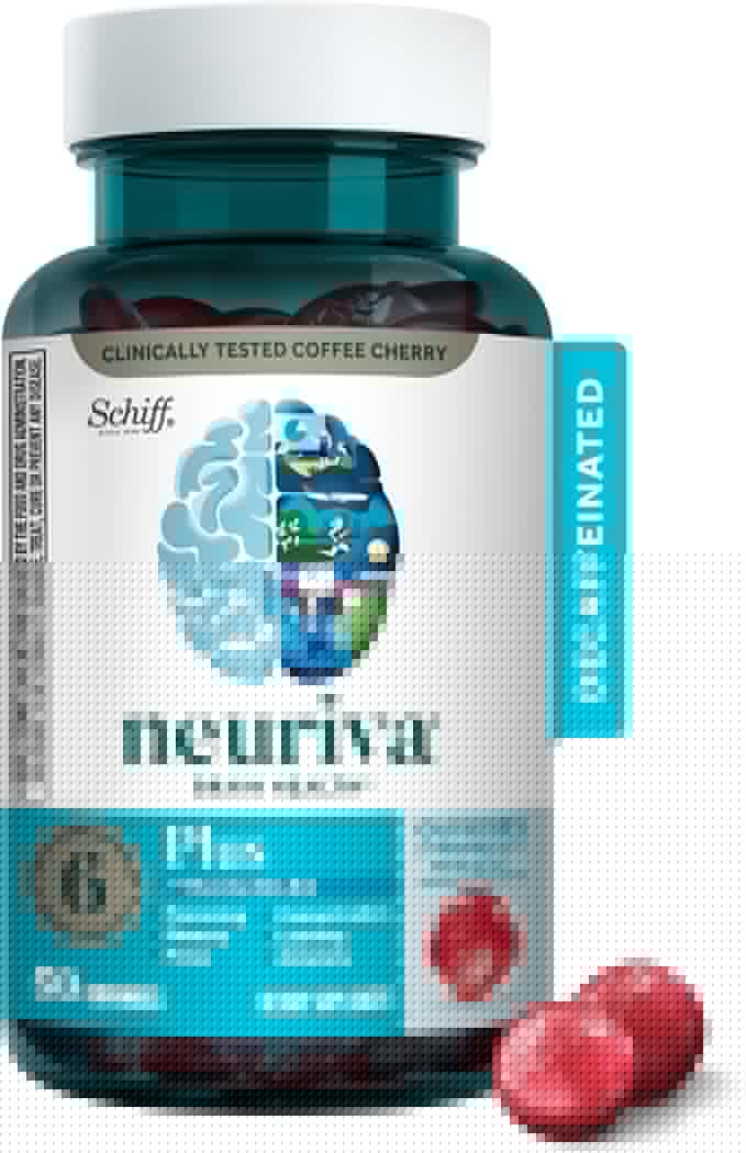 NEURIVA Plus Decaffeinated Nootropic Brain Supplement for Memory, Focus & Concentration & Cognitive Function, Clinically Tested NeuroFactor, Phosphatidylserine, Vitamins B6 B12,50ct Strawberry Gummies