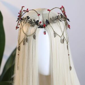 MOSTORY Medieval Elf Headpiece for Women - Viking Fairy Crown with Tassel for Renaissance Renfaire Accessories Cosplay