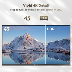 SYLVOX Outdoor TV with Wall Mount & Soundbar, 75" Full Sun TV 2000 Nits, Ultra-Narrow Bezel, 4K Smart Television, IP56 Waterproof, Dual Speakers, for Poolside, Yard, Business (Frameless Pro Series)
