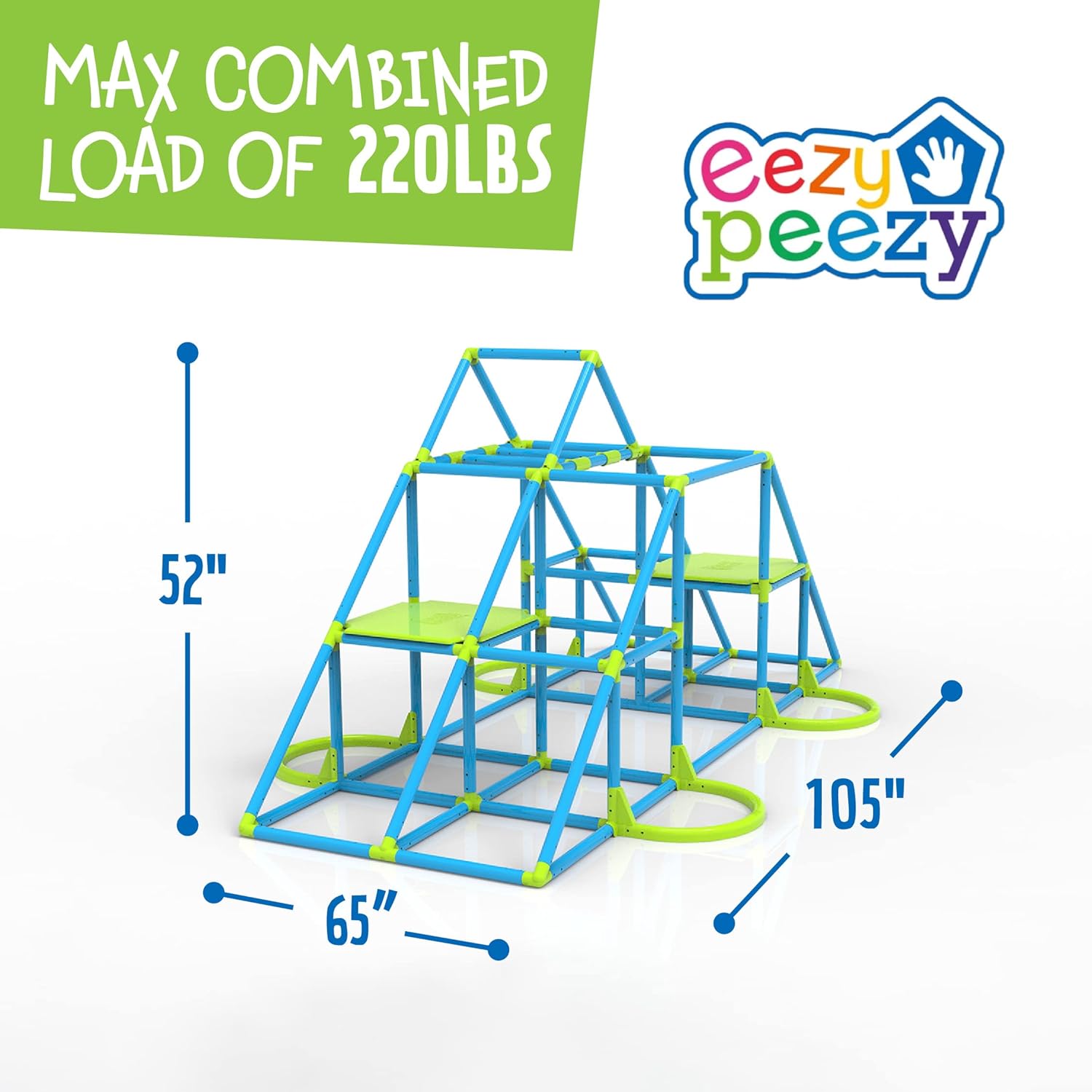 Eezy Peezy Mega Pyramid Monkey Bars Climbing Tower Active Outdoor Fun for Kids Ages 3 to 8 Years Old, Blue/Green - Image 5