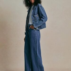 Women's Adjustable Wasit Wide Leg Jeans Baggy High Waisted Jeans Y2K Casual Trendy Denim Pants