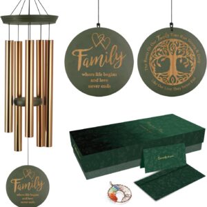 Wind Chimes for Outside, Large Outdoor Windchimes with Engraved Tree of Life, Premium Tuned Metal Chimes for Mother/Grandma, Home & Garden Decor with Soothing Tone