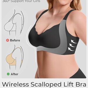 Gailife Scalloped Lift Bras Women Soft Jelly Push Up Wireless Bra Supportive V Neck No Underwire Seamless Tshirt Bralettes