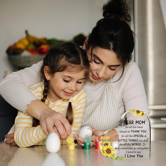 Gifts for Mom from Daughter Son, to My Mom Acrylic Heart Sign Paperweight Presents, Birthday Christmas Mothers Day Valentines Day Gifts for Mom from Kids - Image 3