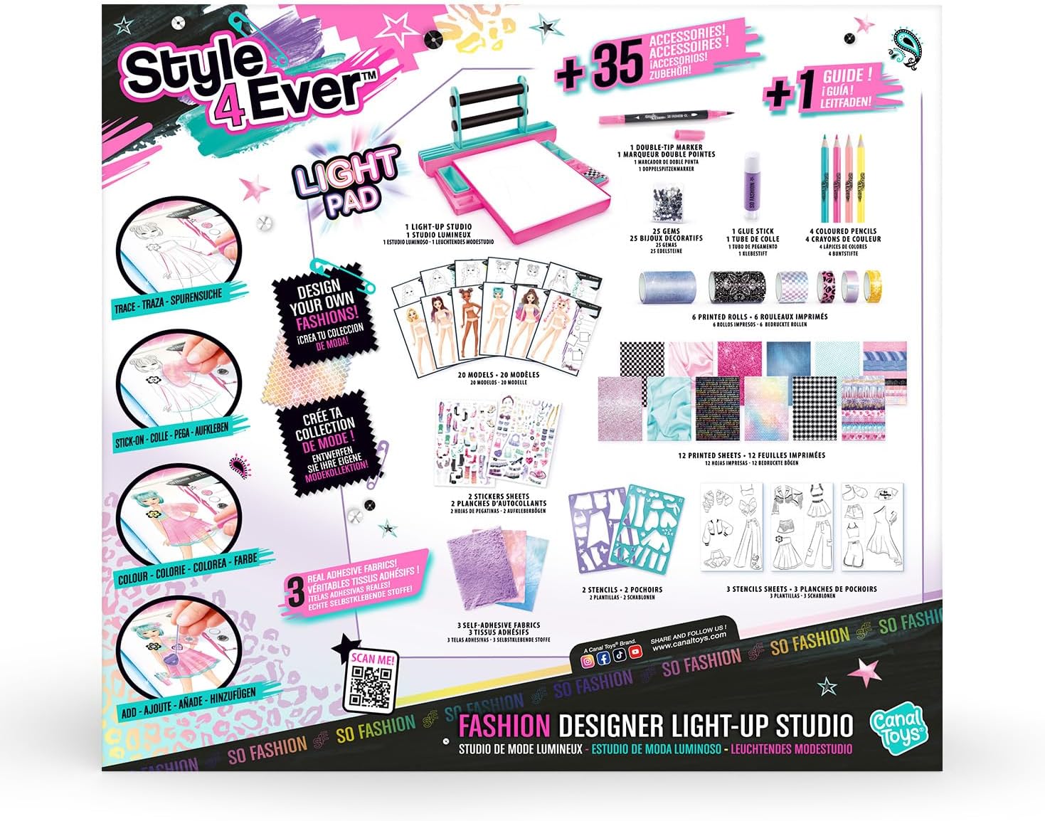 Style 4 Ever Fashion Designer Light Up Studio, Design Dream Outfits from Scratch, LED Drawing Pad, DIY Fashion Design Kit for Kids 6+ – Real Fabrics,... - Image 3