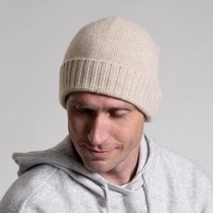 Downholme Men's 100% Cashmere Classic Cuffed Beanie