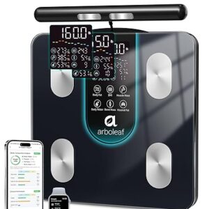 arboleaf Smart Scale for Body Weight, 8-Electrode Dual-Frequency BIA Bathroom Scale with 7-in-1 Display for BMI Body Fat Muscle Mass, Segmental Full Body Composition Analyzer, 50+ Metrics in App