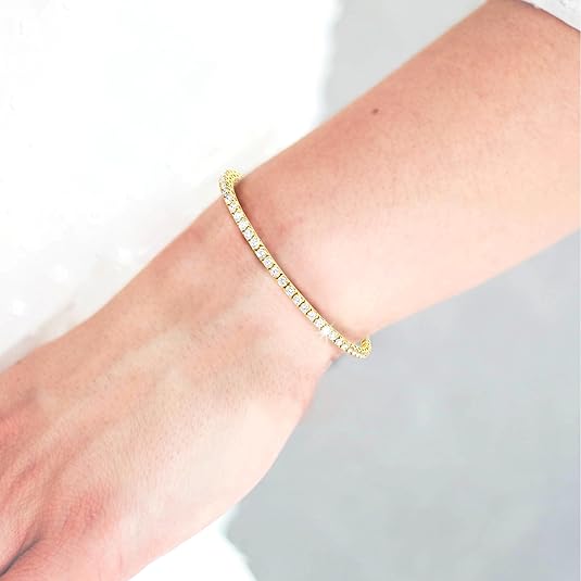 5 Carat - 10 Carat Lab Grown Diamond Tennis Bracelet | 14K Yellow Gold Four prong Link Tennis Bracelet Size 6.5 To 8 inch | D-E color and VS1 clarity - Image 5