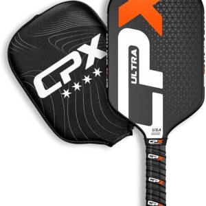 CPX Ultra Series Fiber-Reinforced Friction Surface Pickleball Paddle - 16mm Polypropylene Honeycomb Core, Lightweight for Speed