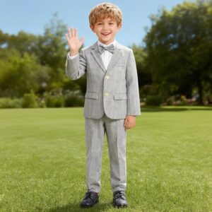LOLANTA Boys Suit Wedding Ring Bearer Outfit Kids Suit Set, Blazer Pants Bow Tie Dress Clothes Formal Wear
