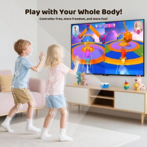 KINHANK MotionX Game Console for Kids & Family,Interactive AI Video System with 40 Games,Multi-Player Active Play Connects to TV Plug&Play for Adults & Children,No Controllers Needed