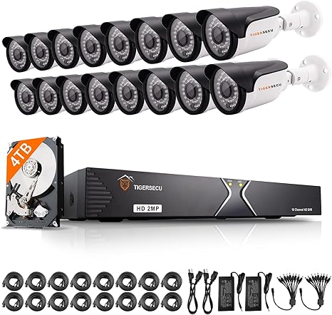 TIGERSECU 1080P 16-Channel 16-Camera DVR Security Bundle with 4TB HDD