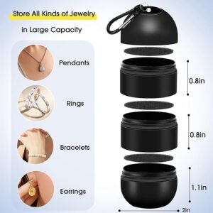 OAOLEER Travel Ring & Jewelry Keychain Holder - 3 Layers, Small Necklace & Bracelet Holder for Gym Sports Bag (Black 3 Layer)