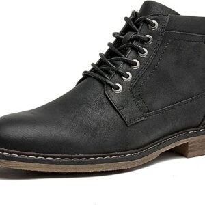 Men’s Casual Dress Ankle Boots with Zipper and Lace-Up, Fashion Boots for Daily Wear