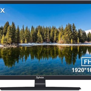 SYLVOX 27 Inch TV 12/24 Volt TV Full HD RV TV,1080P, Built-in Digital Video Disc Player and FM Radio, for Home, RV Camper and Mobile Use, Black
