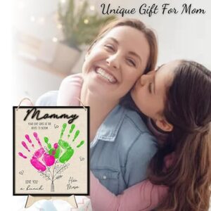 Mother's Day Handprint Art Craft Mother's Day Birthday Grandparents Gift from Kids Toddler Baby Floral Bouquet DIY Gift for Mom, Children Toddler Baby Keepsake, Your Love Gives Us Roots to Bloom