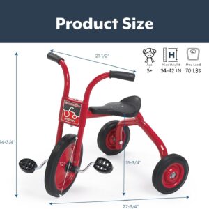 Angeles ClassicRider Kids Tricycle, Toddler Tricycle with Solid Airless Rubber Tires, Kids Bike for Preschools and Daycare, Ages 3+, 15.75" Tall Seat