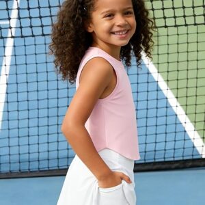 PATPAT Girls Tennis Skirt Sets Moisture Wicking Tank Tops and Pleated Skirts 2 Piece Outfits Activewear Sets 5-12 Years