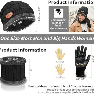 MAYLISACC Winter Knit Beanie Hat Neck Warmer Scarf and Touch Screen Gloves Set 3 Pcs Fleece Lined Skull Cap for Men Women
