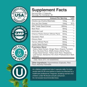 Liver Cleanse Detox & Repair - Milk Thistle Supplement for Digestion & Immune Health - Ginger Root, Choline & Dandelion Root - Herbal Liver Support with Silymarin, Beetroot & Artichoke - 70 Count