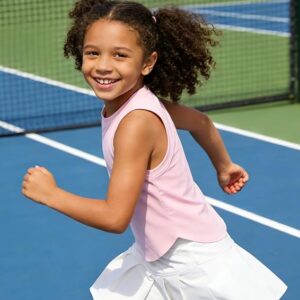 PATPAT Girls Tennis Skirt Sets Moisture Wicking Tank Tops and Pleated Skirts 2 Piece Outfits Activewear Sets 5-12 Years