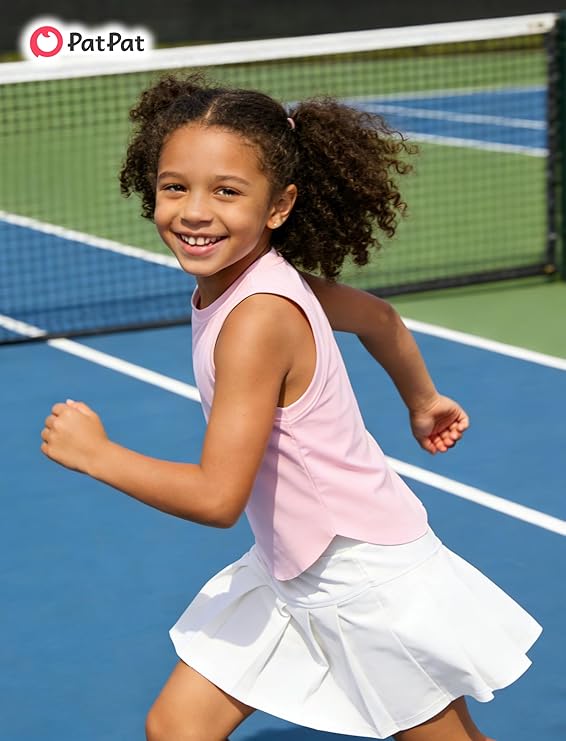 PATPAT Girls Tennis Skirt Sets Moisture Wicking Tank Tops and Pleated Skirts 2 Piece Outfits Activewear Sets 5-12 Years - Image 4