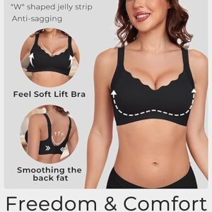 Gailife Scalloped Lift Bras Women Soft Jelly Push Up Wireless Bra Supportive V Neck No Underwire Seamless Tshirt Bralettes