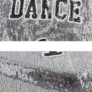 LOLANTA Girls Hip Hop Dance Clothes Kids Jersey Sequin Dress Long Tank Top Jazz Costume Cheerleading T-Shirt