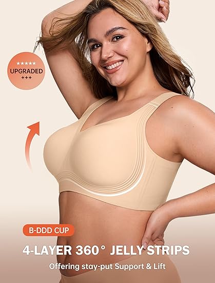 Bras for Women Supportive Wireless Push Up Bra Full Coverage No Underwire Seamless Plus Size for Older Women - Image 3