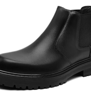 Holy dove Men's Wide Toe Box Platform Chelsea Boots Slip-On Casual Ankle Dress Boot