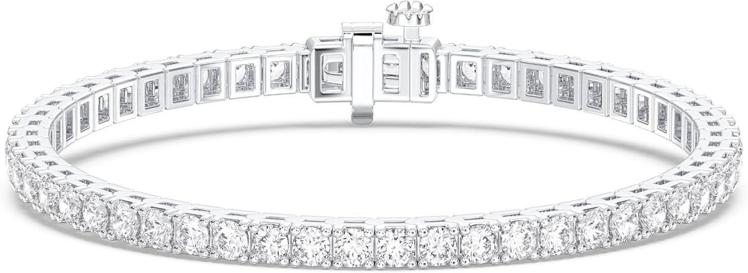 14K White Gold Tennis Bracelet With 3.00-5.00 TCW Lab Grown Diamond, 6.5"/7" Length, IGI Certified, Classic Diamond Bracelet, 4 Prong (E-F Color, VVS-VS), Tennis Bracelet For Women, Fine Jewelry
