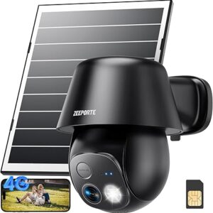 4G LTE Cellular Solar Security Cameras Wireless Outdoor, No WiFi Ultra Solar Panel Camera, 24/7 Recording, 2K Color Night Vision, 360°Pan Tilt, 2-Way Audio, AI Motion Detection, Built in SIM Card
