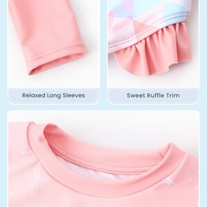 Disney Mickey and Friends Girl Two Piece Long Sleeve Swimsuit Rashguard Bathing Suit