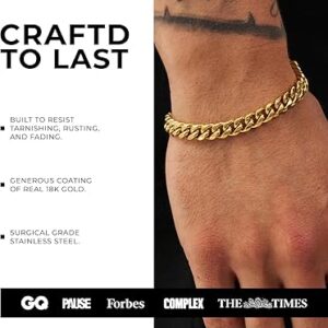 CRAFTD - Cuban Link Bracelet - Waterproof, Heat & Sweat Resistant - Gifts for Men - Men's Jewelry - Size 8MM