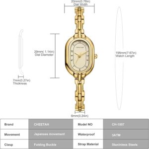 CHEETAH Women's Gold Dainty Bangle Watch Small Vintage Bracelet, Easy Read Numeral Dial Waterproof