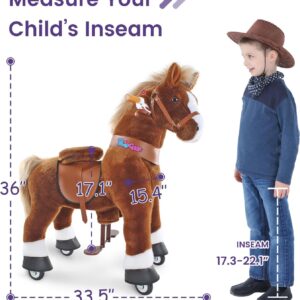 PonyCycle Kids Ride on Horse for Kids Ride on Toys Classic Model U (with Brake/ 36" Height/Size 4 for Age 4-7) Riding Horse Plush Ride on Pony Rideable Horse Walking Animal with Wheels Brown Ux424