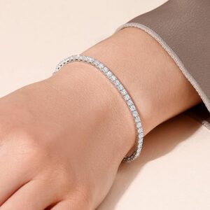 14K White Gold Tennis Bracelet With 3.00-5.00 TCW Lab Grown Diamond, 6.5"/7" Length, IGI Certified, Classic Diamond Bracelet, 4 Prong (E-F Color, VVS-VS), Tennis Bracelet For Women, Fine Jewelry