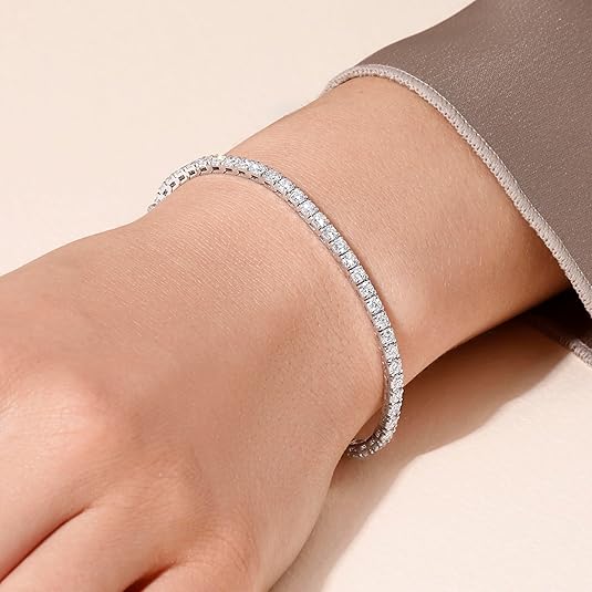 14K White Gold Tennis Bracelet With 3.00-5.00 TCW Lab Grown Diamond, 6.5"/7" Length, IGI Certified, Classic Diamond Bracelet, 4 Prong (E-F Color, VVS-VS), Tennis Bracelet For Women, Fine Jewelry - Image 5