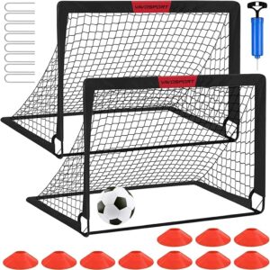 Kids Soccer Goals for Backyard Set - 2 of 4' x 3' Portable Soccer Goal Training Equipment, Pop Up Toddler Soccer Net with Soccer Ball, Soccer Set for Kids and Youth Outdoor Games, Sports, Play