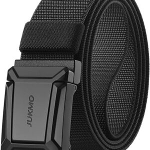 JUKMO Stretch Tactical Belt for Men, Military Work Rigger Hiking 1.5" Elastic Nylon Web Ratchet Quick Release Belt
