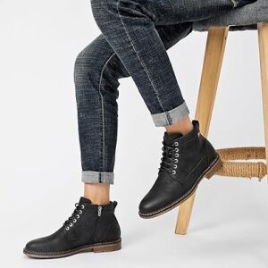 Men’s Casual Dress Ankle Boots with Zipper and Lace-Up, Fashion Boots for Daily Wear