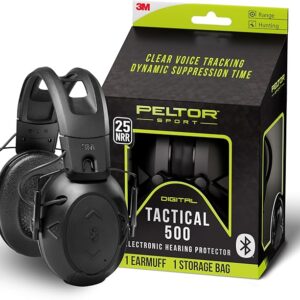 Peltor Sport Tactical 500 Bluetooth Hearing Protection Ear Muffs, 25 dB Noise Reduction Rating, Electronic Hearing Protection Headphones for Shooting, Hunting, Mowing, Construction, Concerts, & More