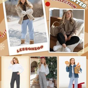 4 Pack Girls' Joggers Sweatpants Kids Casual Pants Elastic Waisted Soft Athletic Sweat Pants with Pocket