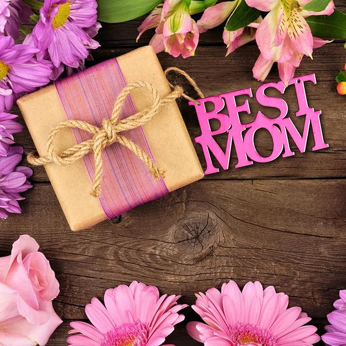 AIERSA 20Pcs Best MOM Unfinished Wood Crafts, Mothers Day Crafts for Kids Painting, Wood Cutouts to Paint, Wooden Letters Ornaments for Mother's Day Gifts,Mom's Birthday Party Classroom DIY Tags - Image 3