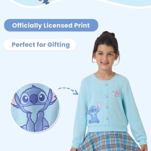 Disney Frozen Elsa Stitch Princess Moana Minnie Toddler Girl 2 Piece Outfit Kid Pearl Button Knit Top & Tweed Skirt Set 2-13Y