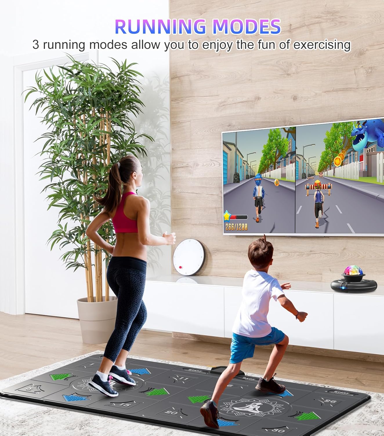 FWFX Exercise Mat for Home Workouts - Interactive Dance Game Mat Connects to TV, 2-Player Kids Party Interactive Games, Active Sports & Yoga Mat for Adults & Family Fitness, Fun Gift (Gray) - Image 3