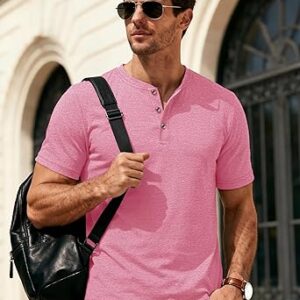 MAGCOMSEN Men's Henley Short Sleeve Shirt Moisture Wicking Lightweight Cotton T-Shirts Casual Summer Basic Tee Shirt