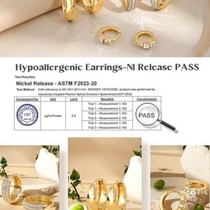 LOLIAS Small 14K Gold Plated Chunky Hoop Earrings for Women Hypoallergenic Silver Earrings Set for Sensitive Ears Non Tarnish Huggie Hoops Earring Stacks for Multiple Piercing Jewelry Lightweight 3Pairs